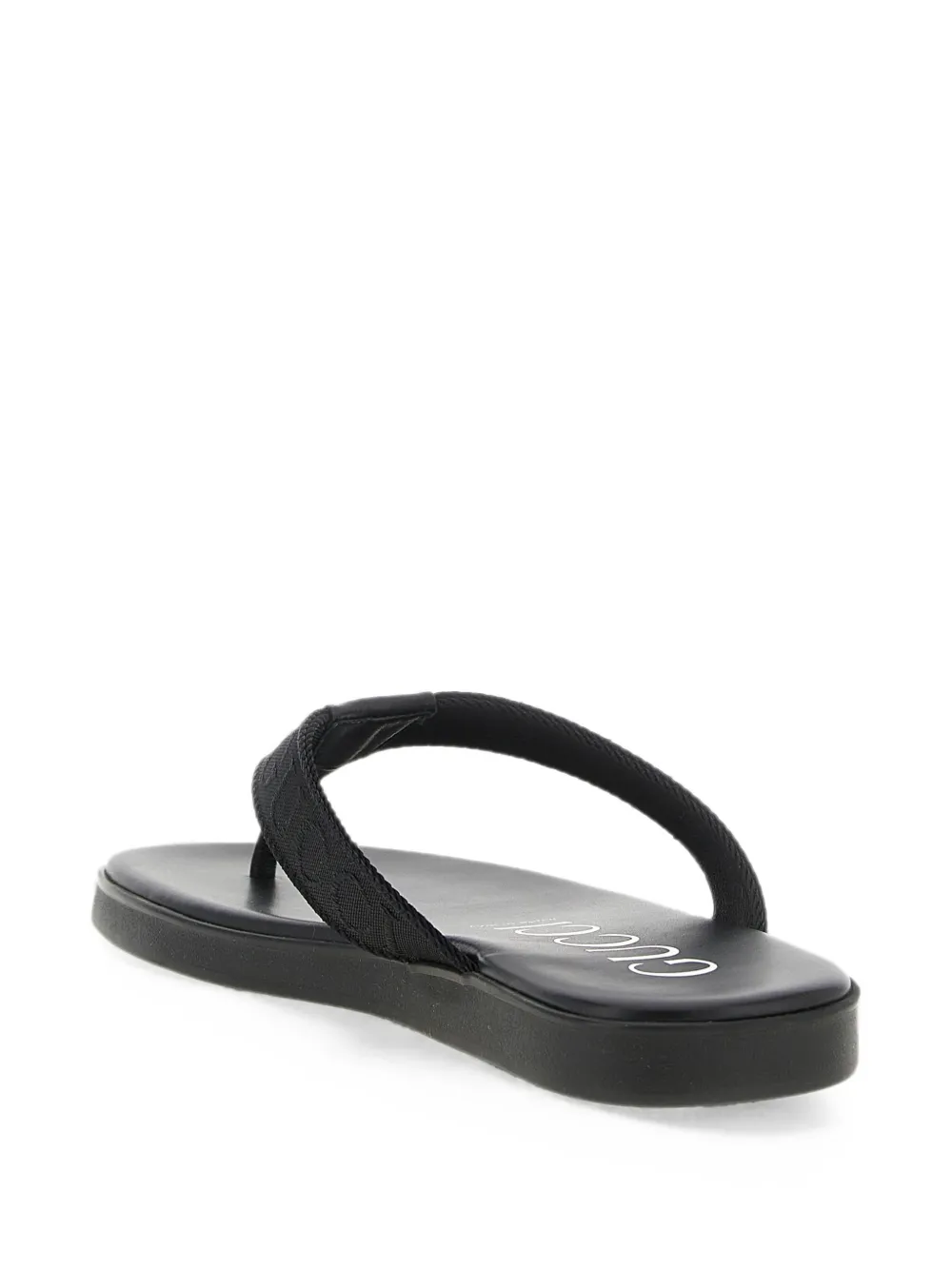 Gucci logo-jacquard leather-trim sandals Zwart