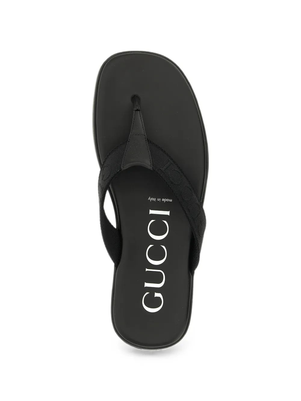 Gucci logo-jacquard leather-trim sandals Zwart