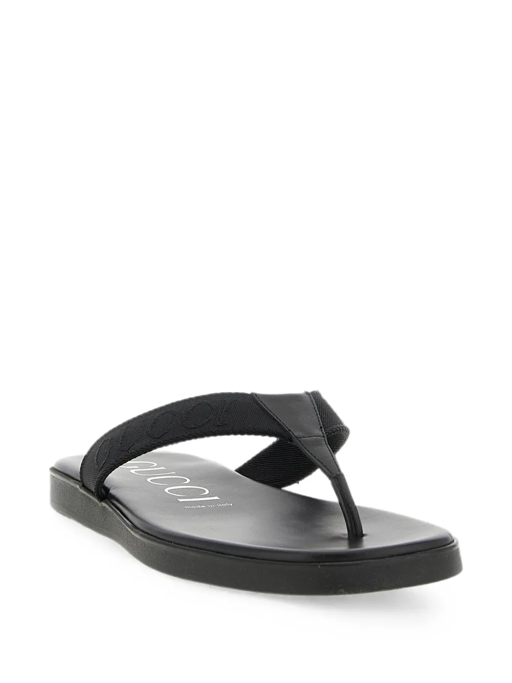 Gucci logo-jacquard leather-trim sandals Zwart