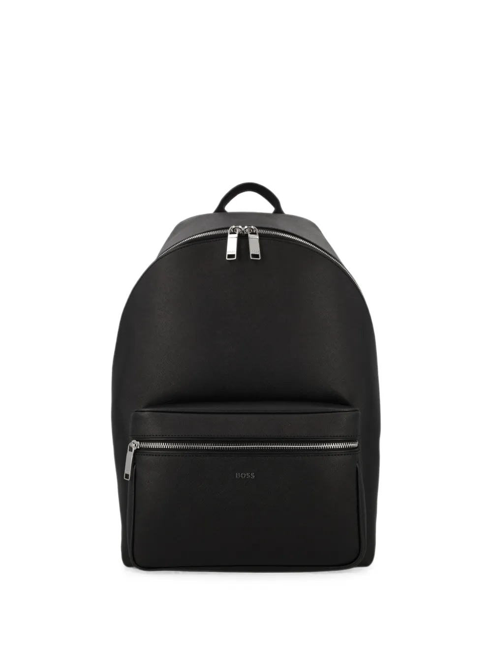 BOSS structured backpack with polished logo-lettering - Nero