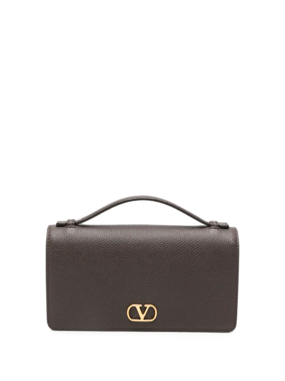 Valentino Garavani Vlogo Signature Leather Clutch Bag In Brown