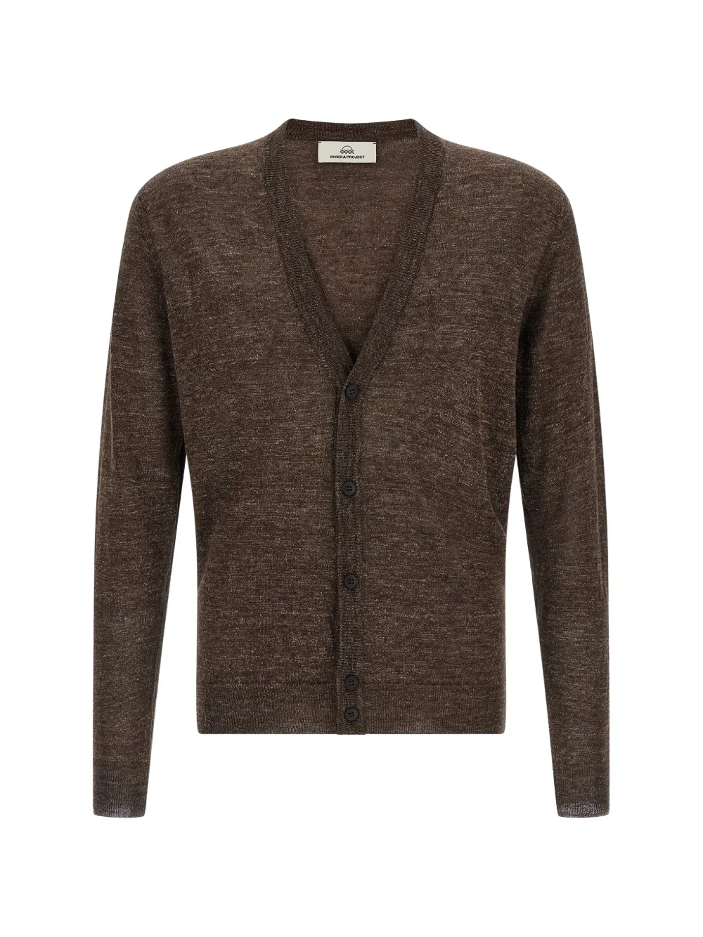 Riviera mélange-knit V-neck cardigan - Marrone