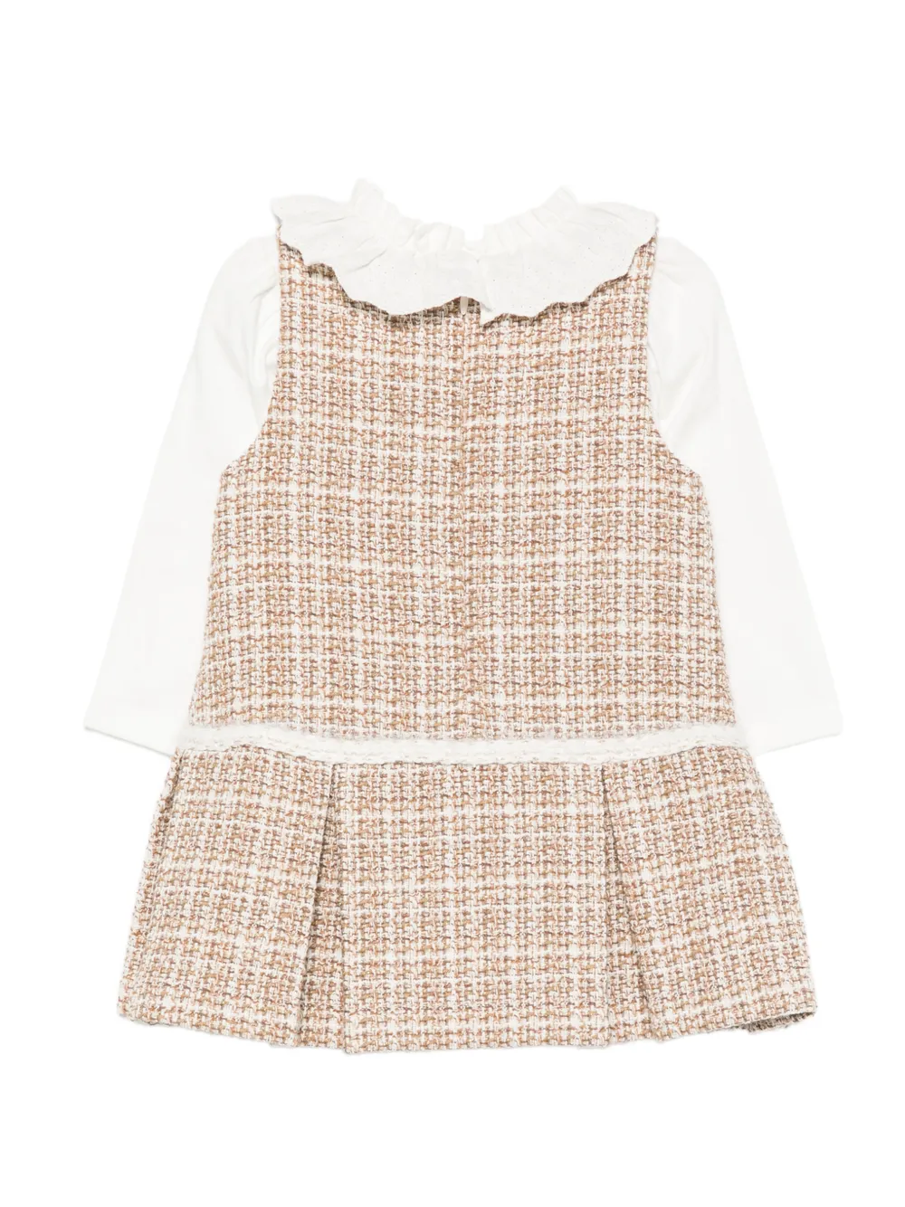 Patachou Bouclé jurkset met rucheskraag Beige