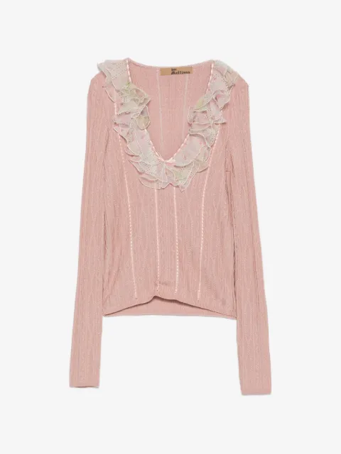 John Galliano Pre-Owned 2000s ruffled V-neck sweater