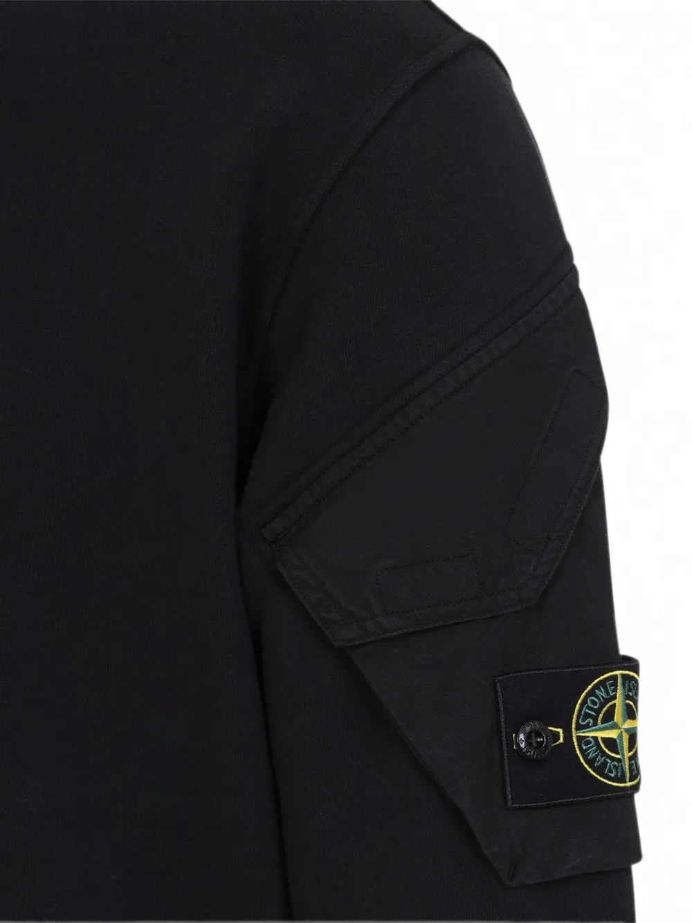 Stone Island 6100015 geborstelde katoenen-fleece sweater Zwart