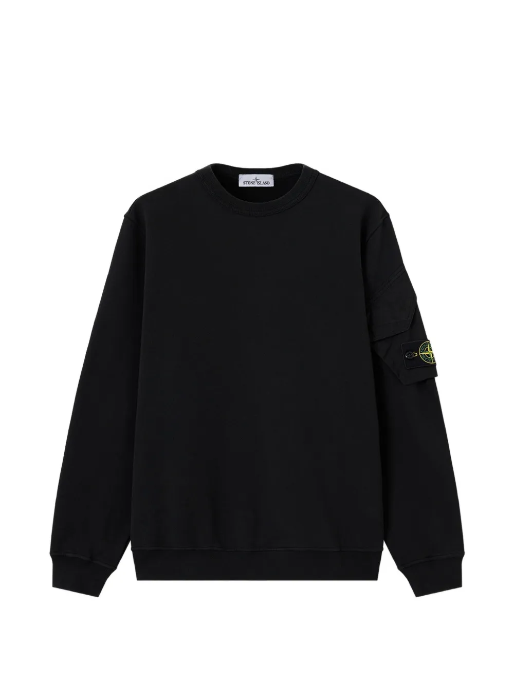Stone Island 6100015 geborstelde katoenen-fleece sweater Zwart
