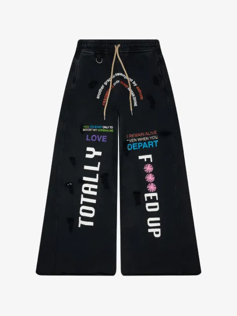 astrum TFU text-print wide-leg track pants