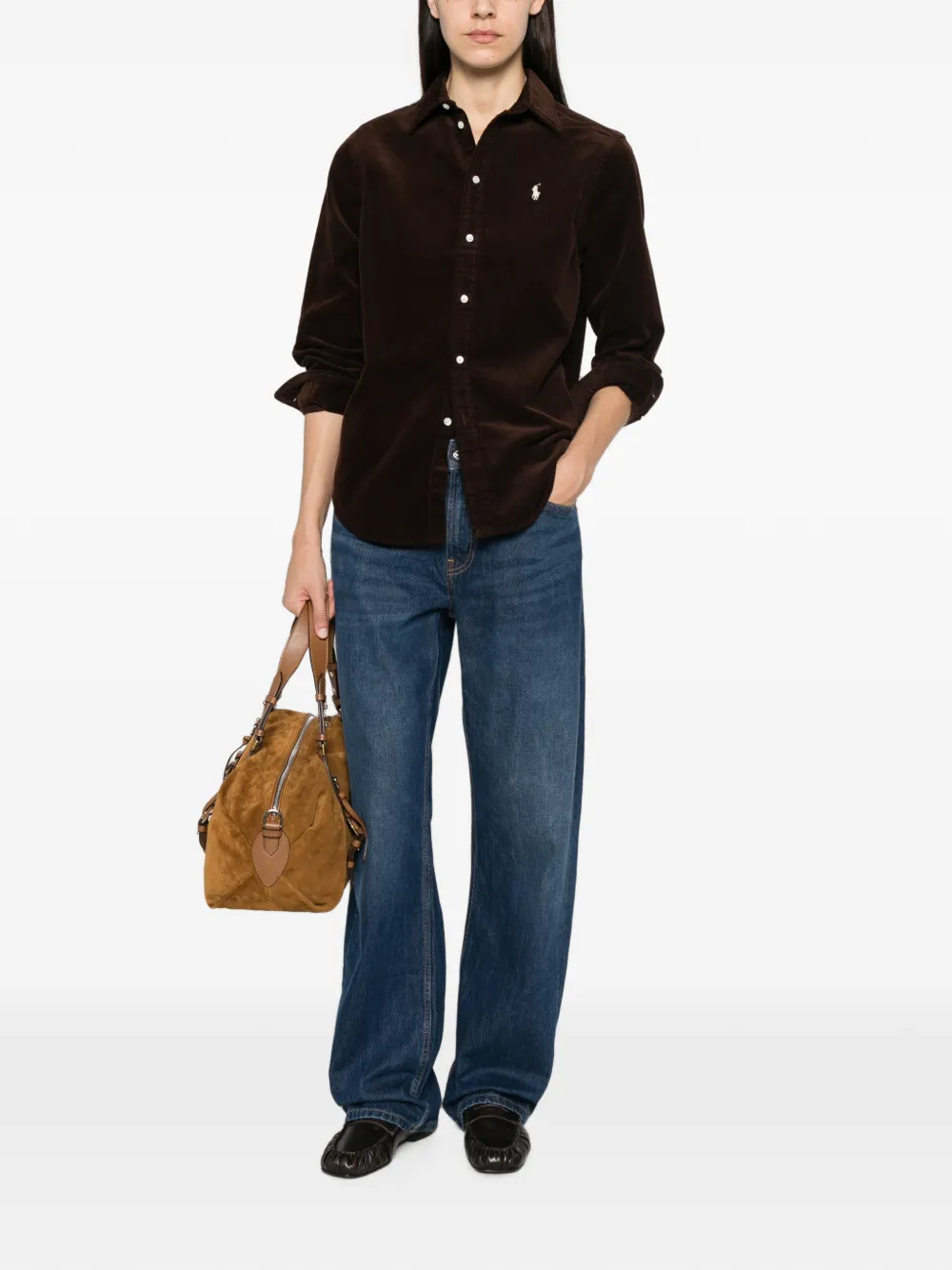 Polo Ralph Lauren corduroy embroidered-logo shirt Bruin