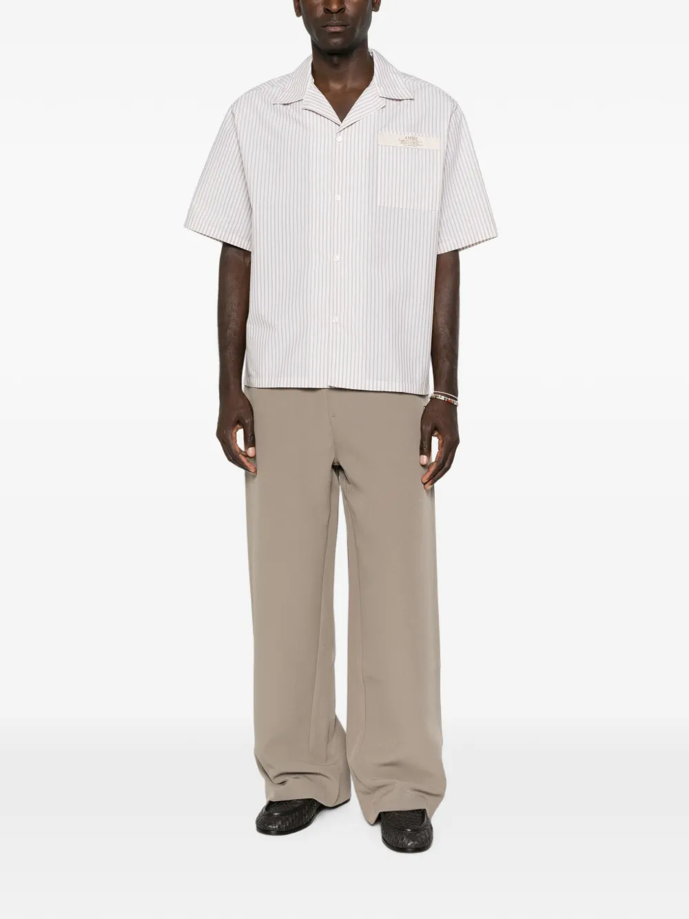AMIRI Broek met elastische tailleband en logopatch Beige