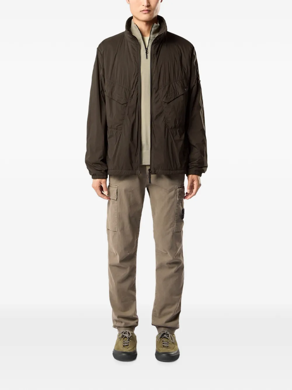 Stone Island 3100033 joggingbroek van biologisch stretchkatoen met gebroken keperbinding en 'OLD'-effect Groen