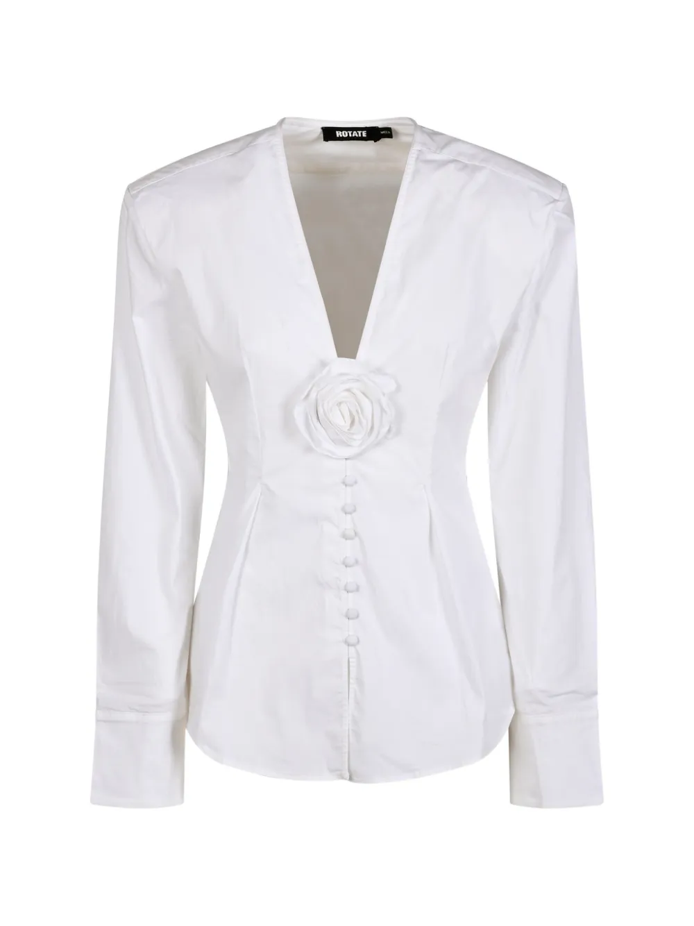 ROTATE BIRGER CHRISTENSEN floral-applique V-neck shirt - Weiß