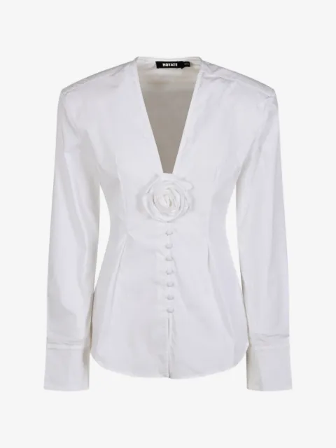 ROTATE BIRGER CHRISTENSEN camisa con aplique floral y cuello en V