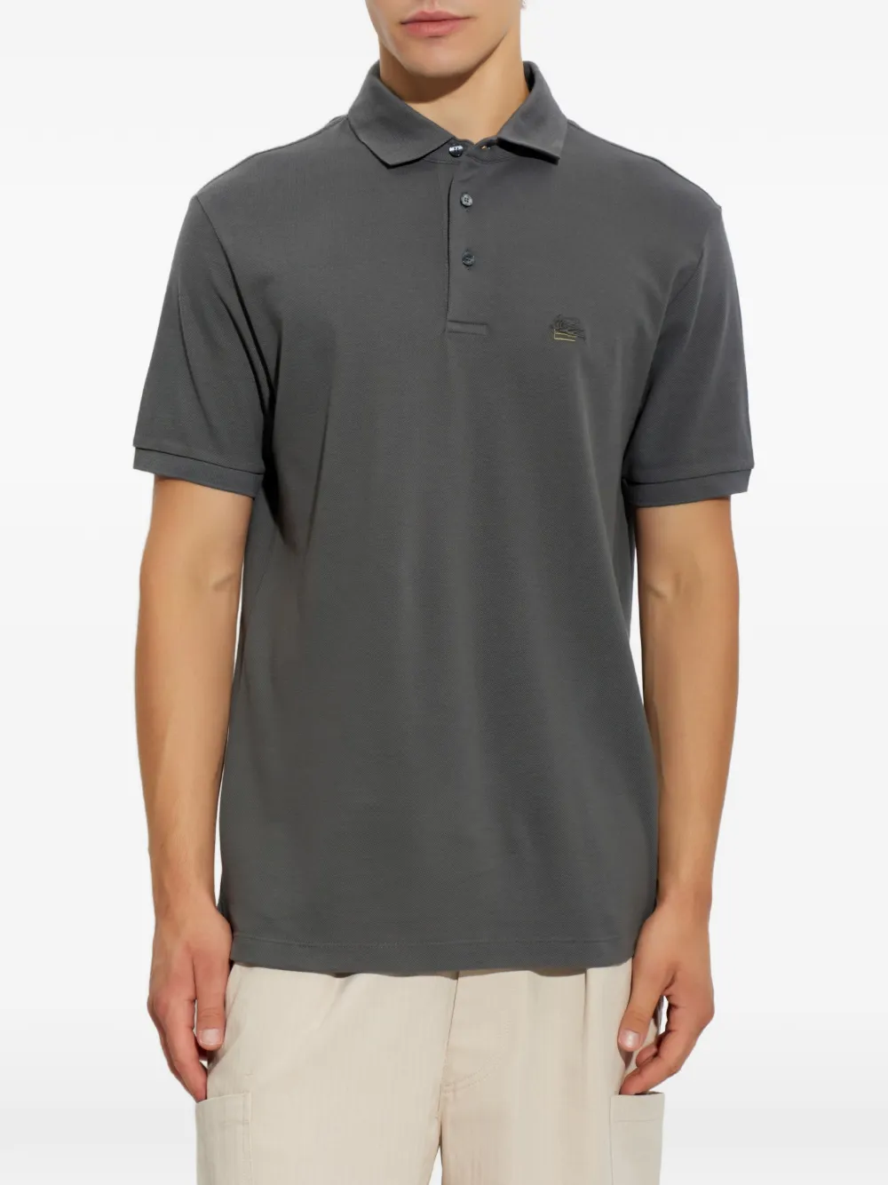 ETRO embroidered-logo polo shirt Grijs