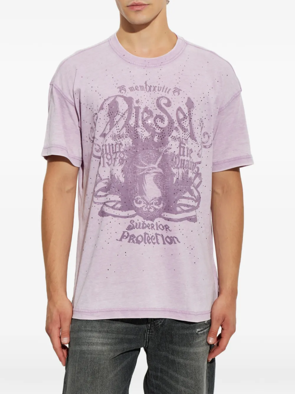 Diesel T-Norm-AA8 T-shirt met grafische print Paars