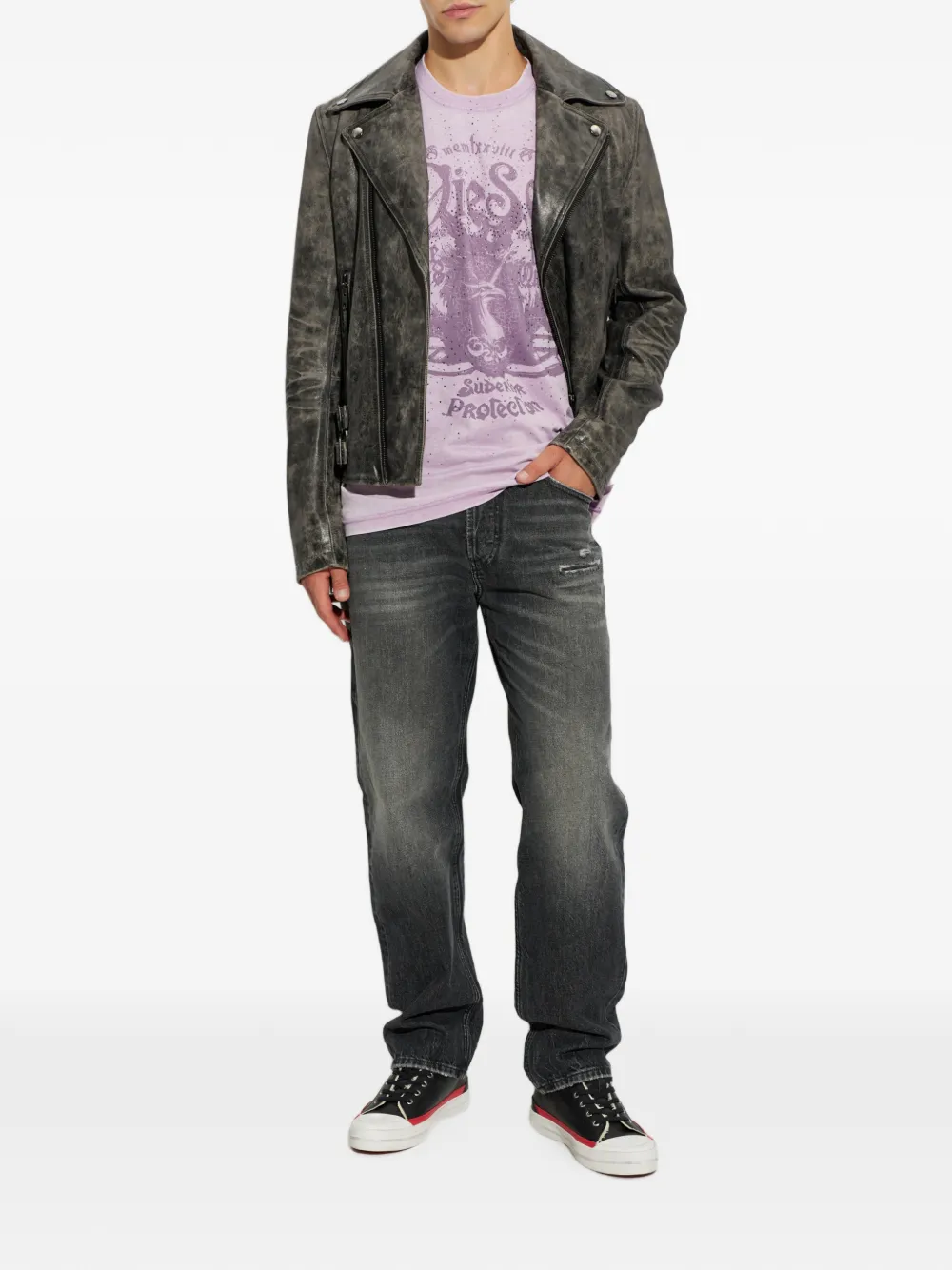 Diesel T-Norm-AA8 T-shirt met grafische print Paars