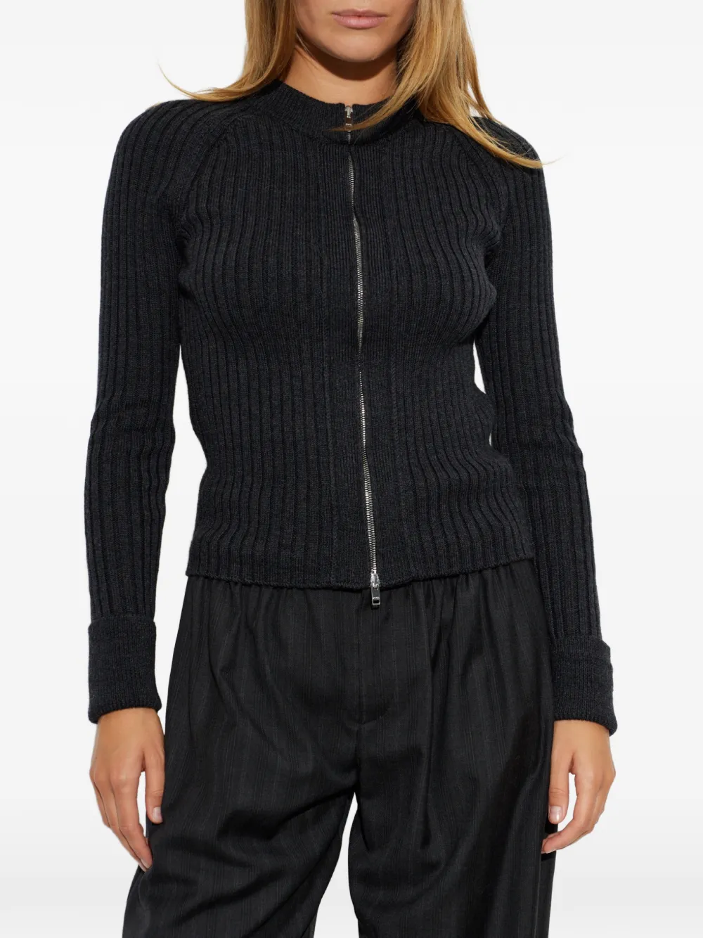 ISABEL MARANT Vice geribbeld vest met rits Grijs