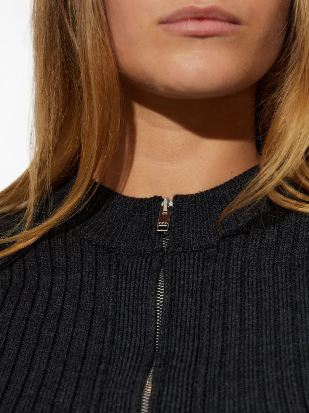 ISABEL MARANT Vice geribbeld vest met rits Grijs