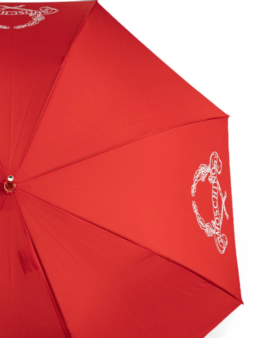 Moschino Paraplu met gewelfd handvat en logoprint Rood
