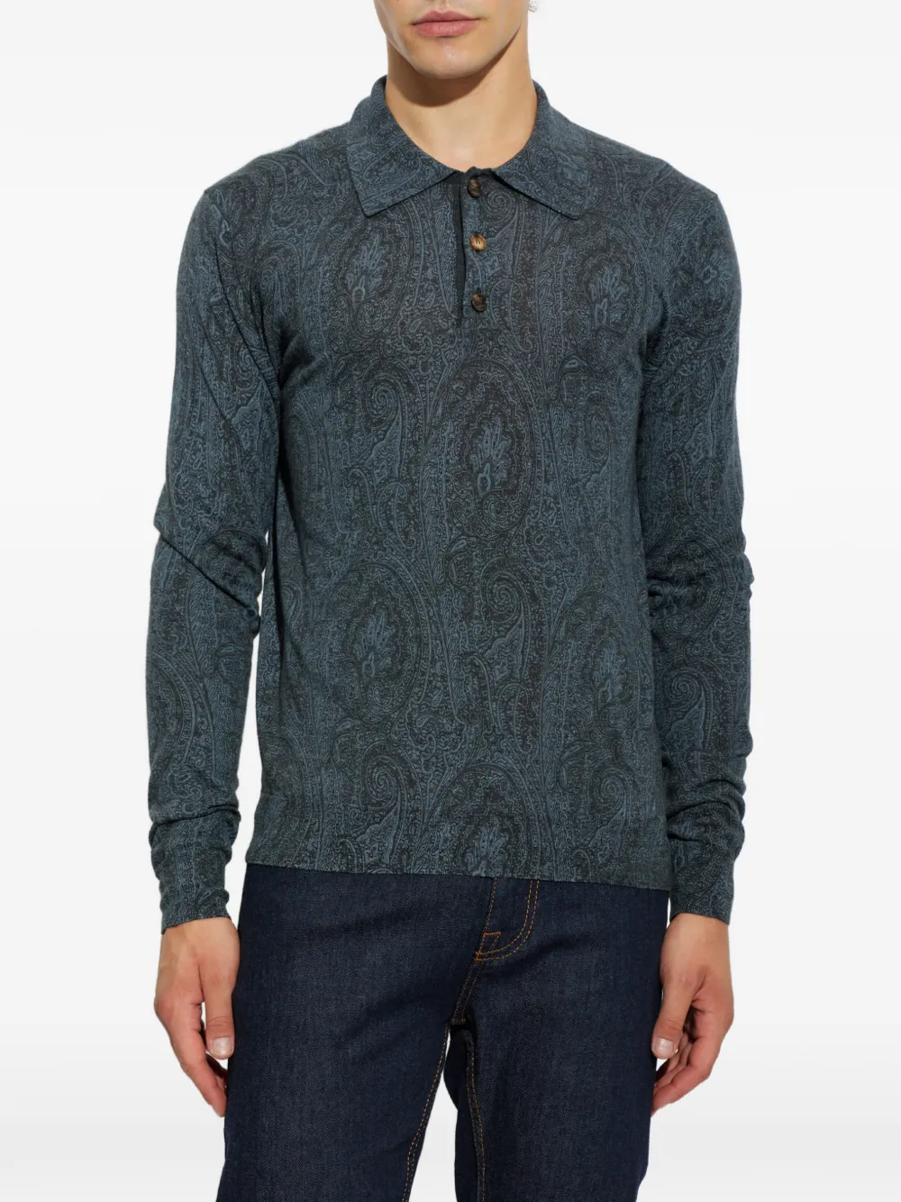 ETRO Poloshirt met paisley-print Blauw