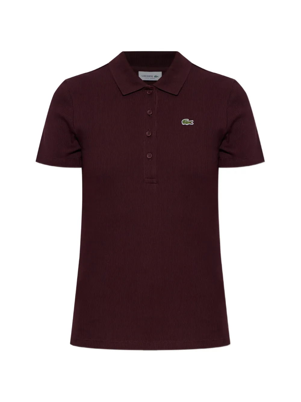 Lacoste ribbed logo-patch polo top - Marrone