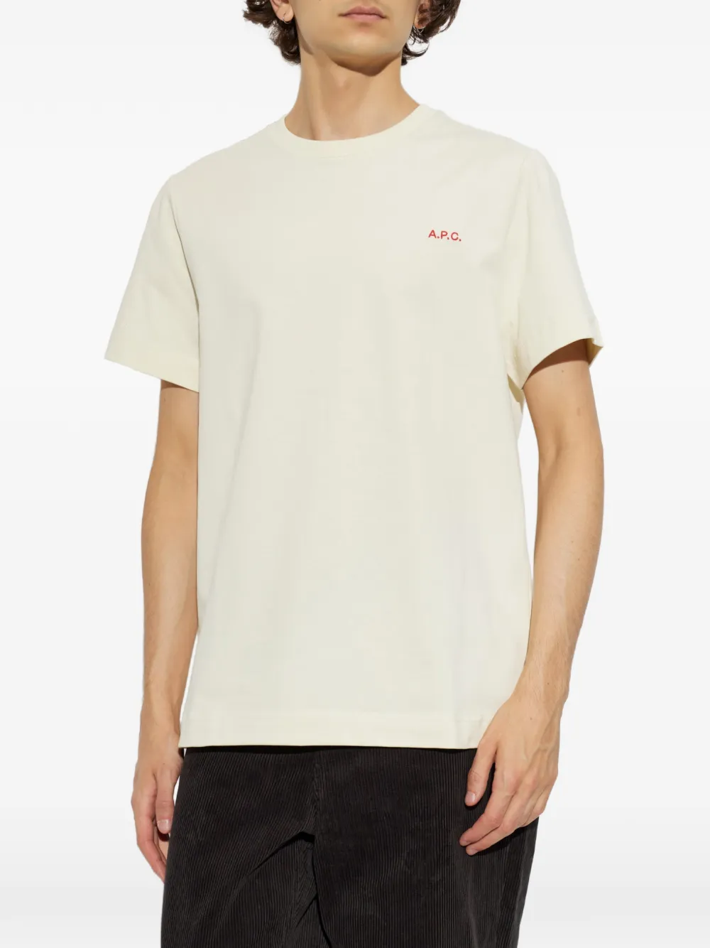 A.P.C. Oliver T-shirt met geborduurd logo Beige
