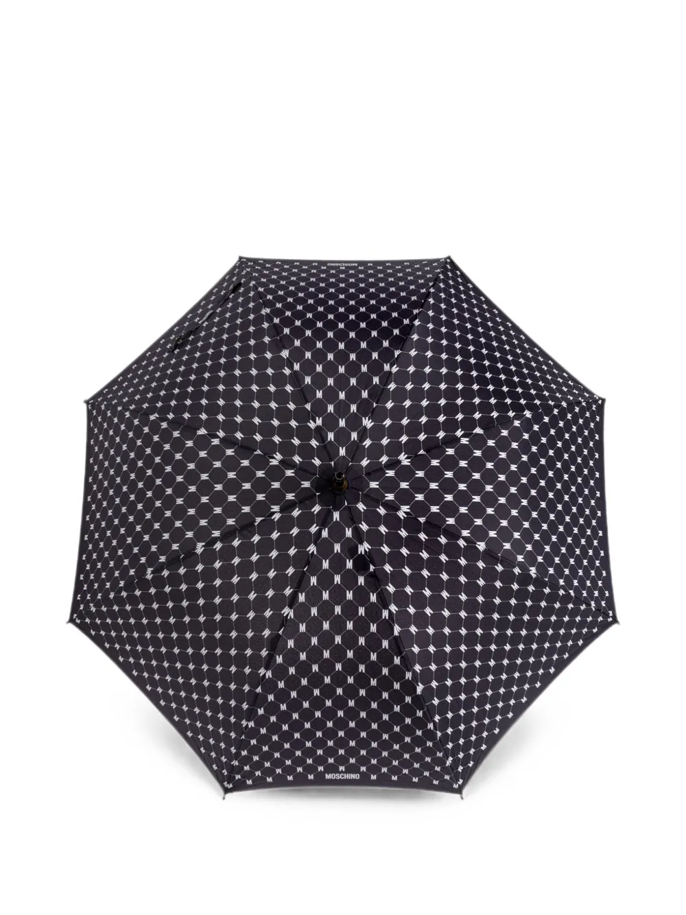 Moschino Monogram-print Curved-handle Umbrella In Blue
