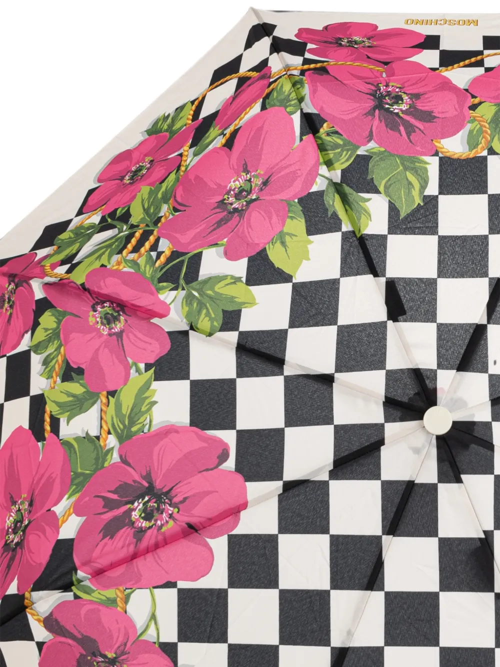 Moschino Geruite paraplu met bloemenpatroon Wit