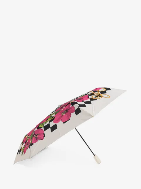 Moschino floral-motif checkered umbrella