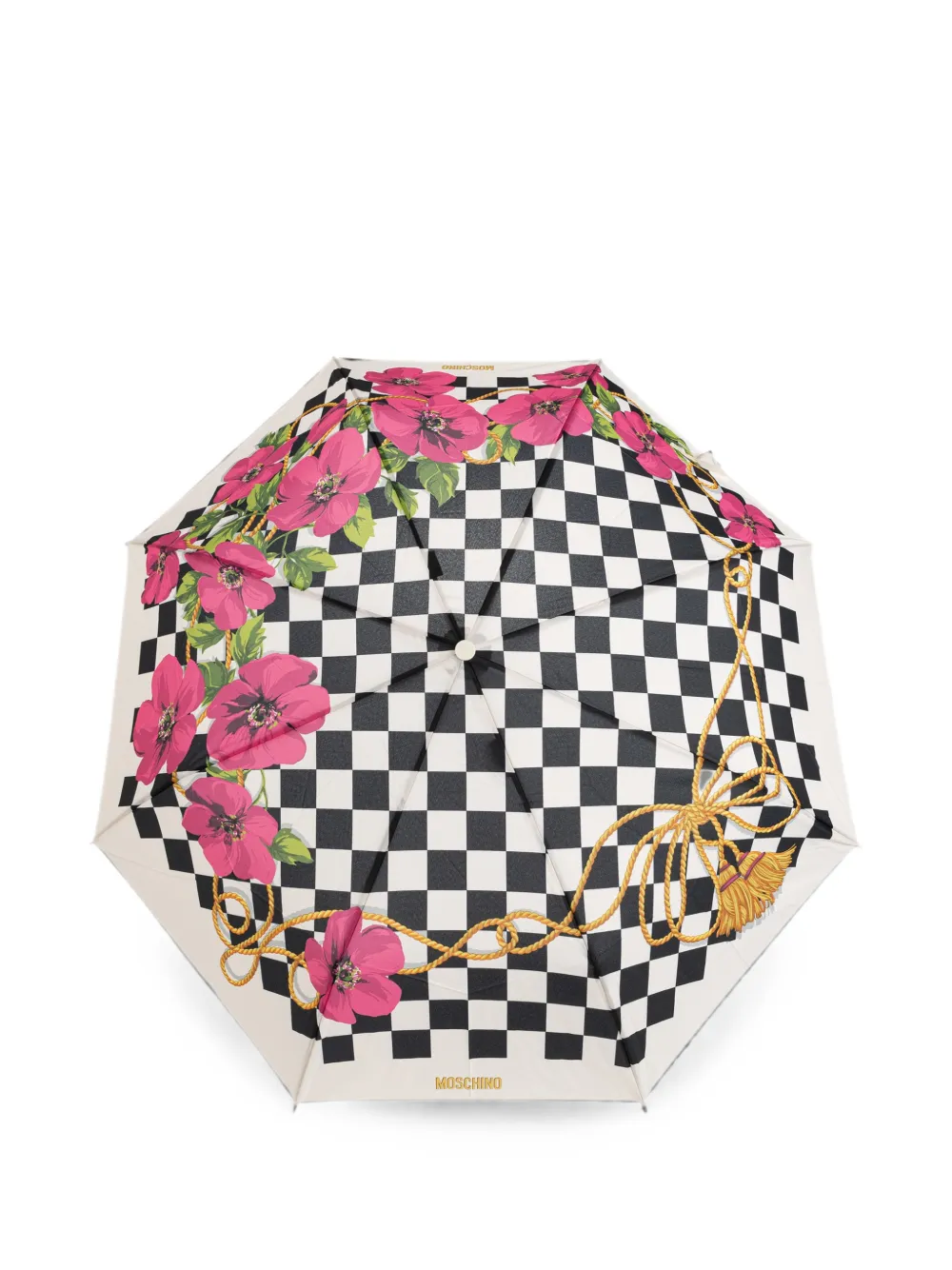 Moschino Geruite paraplu met bloemenpatroon Wit