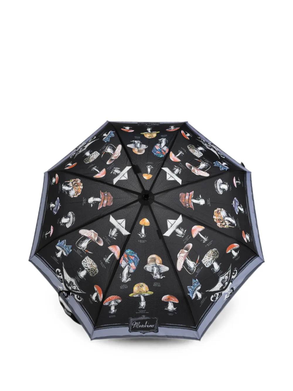 Moschino Mushroom-print Folding Umbrella In Black