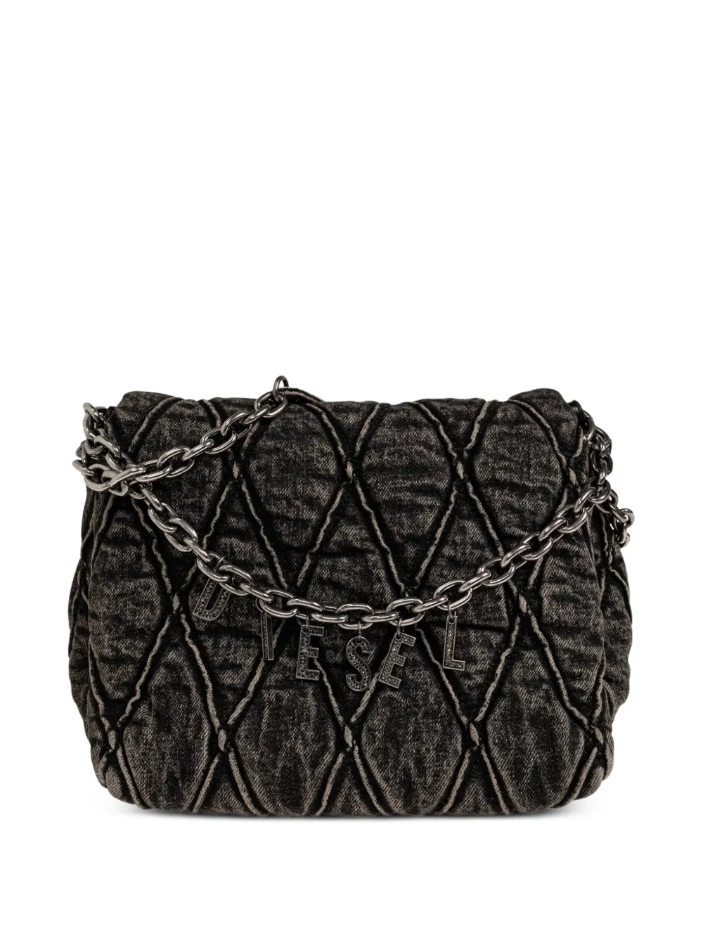 Diesel Charm-D diamond-quilted shoulder bag - Black