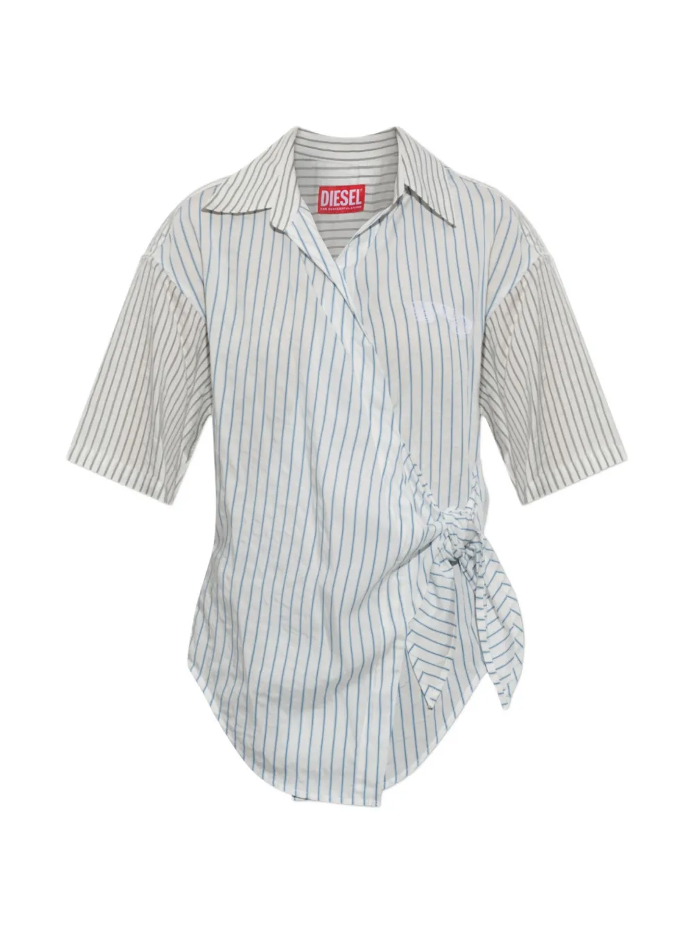 Diesel C DELPHOS SS striped tie-fastening shirt - White