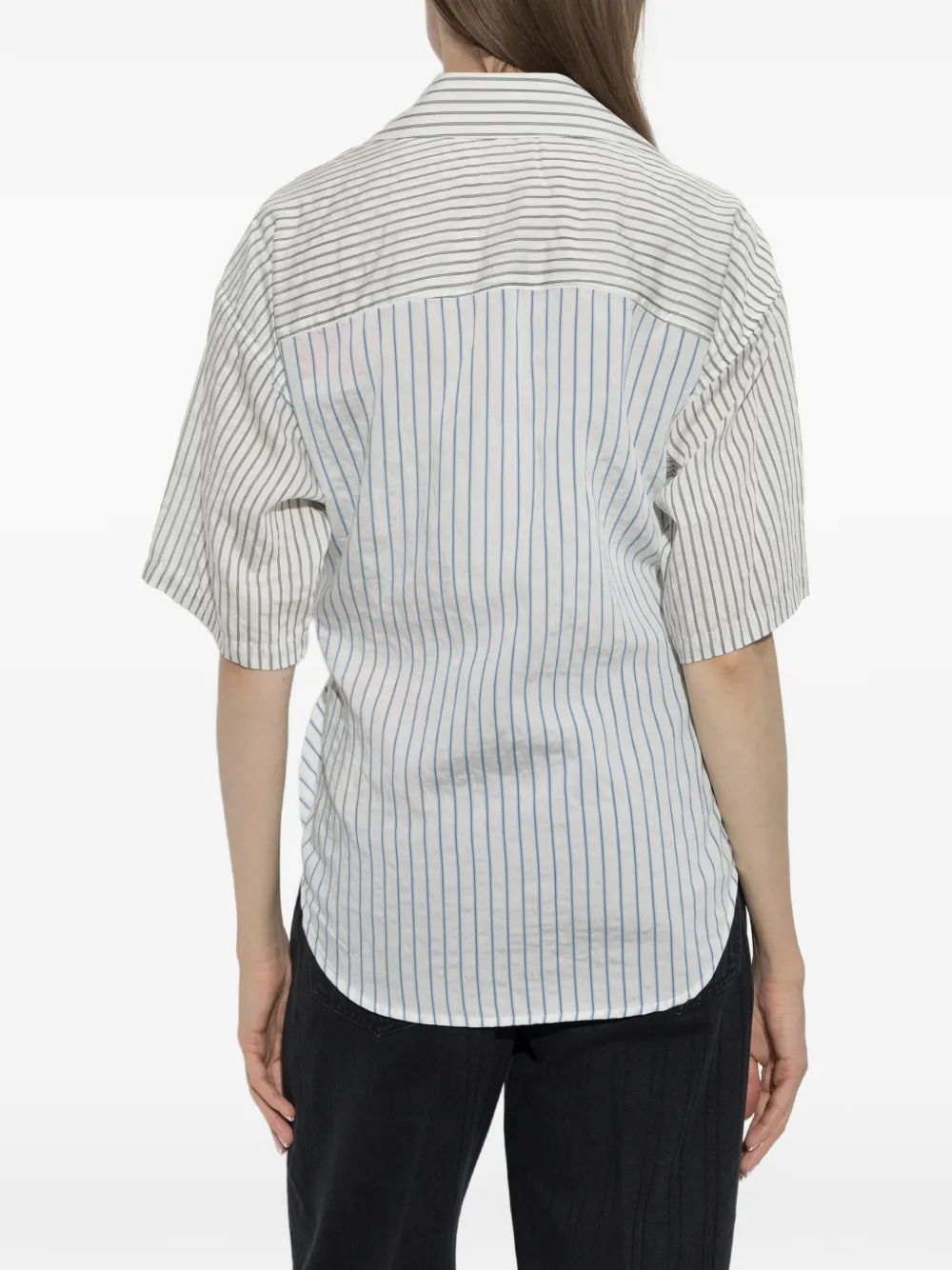 Diesel C DELPHOS SS gestreept blouse met striksluiting Wit