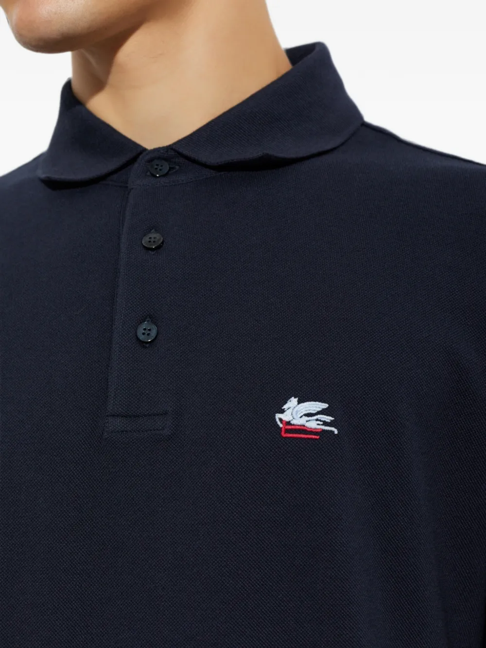 ETRO logo-embroidered polo shirt Blauw
