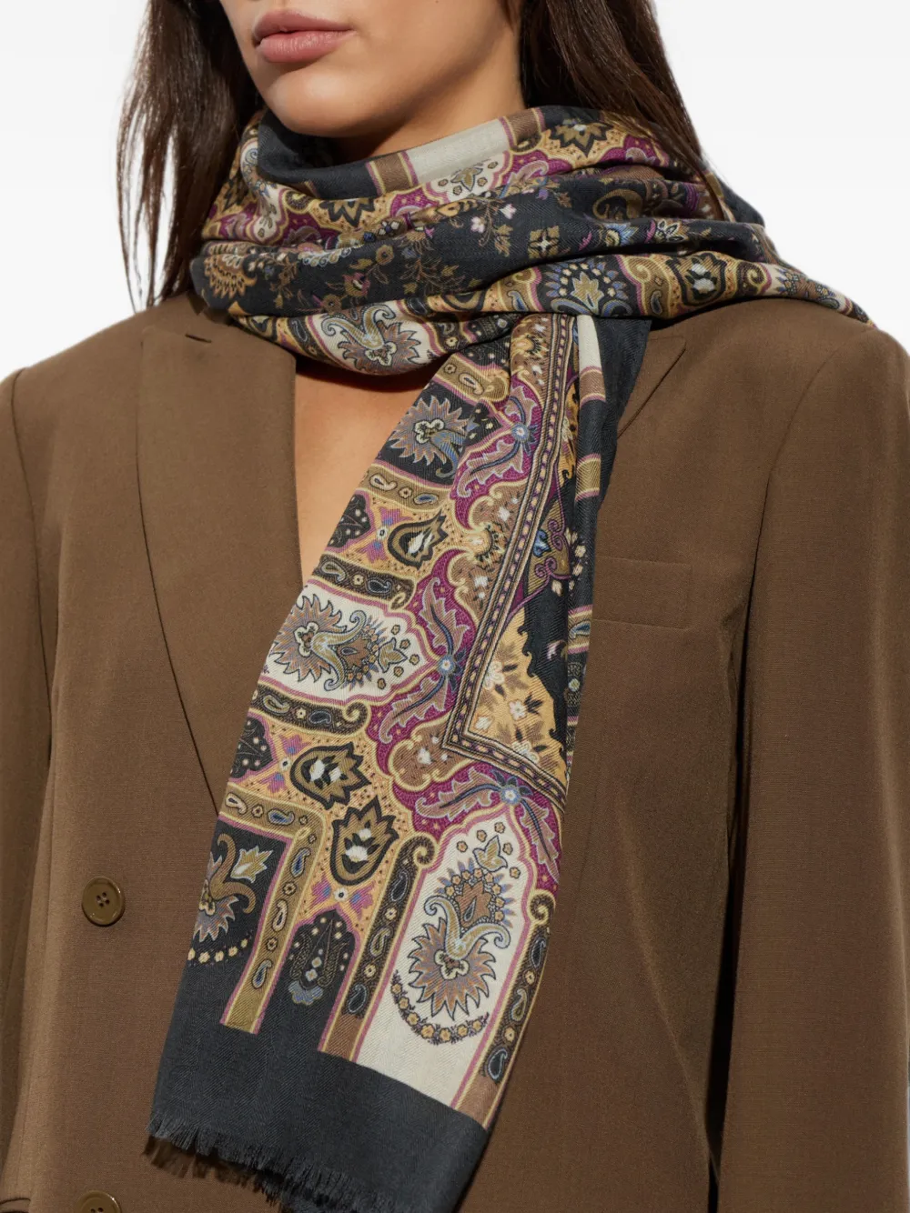 ETRO Sjaal met paisley-print Zwart