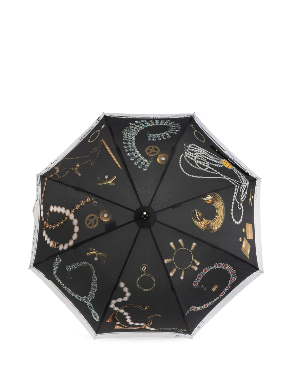 Moschino Ombrello con stampa gioielli - Nero