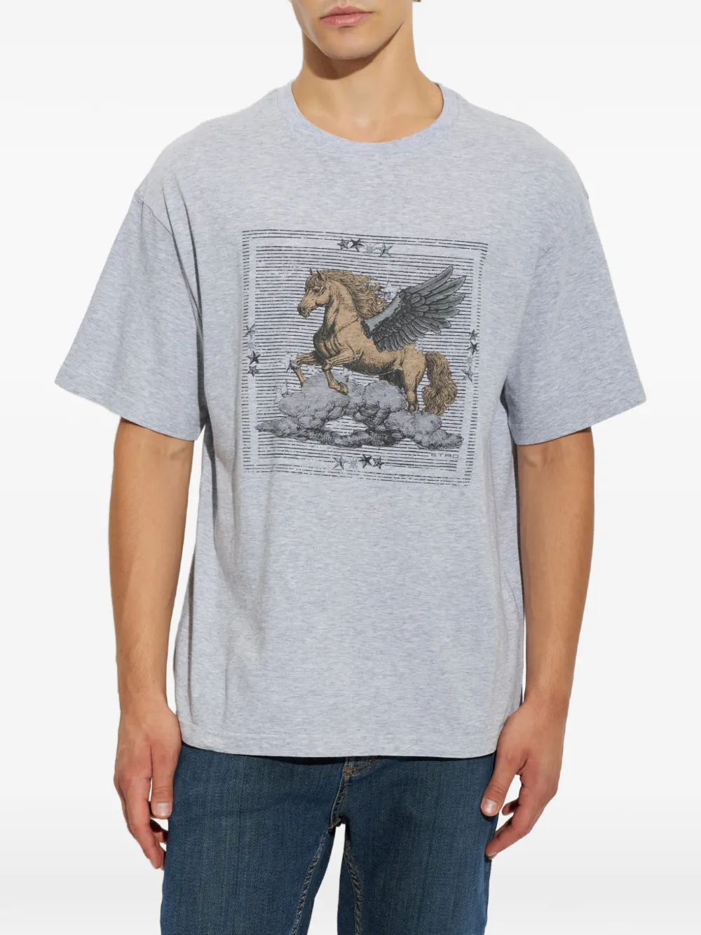 ETRO T-shirt met Pegasusprint Grijs
