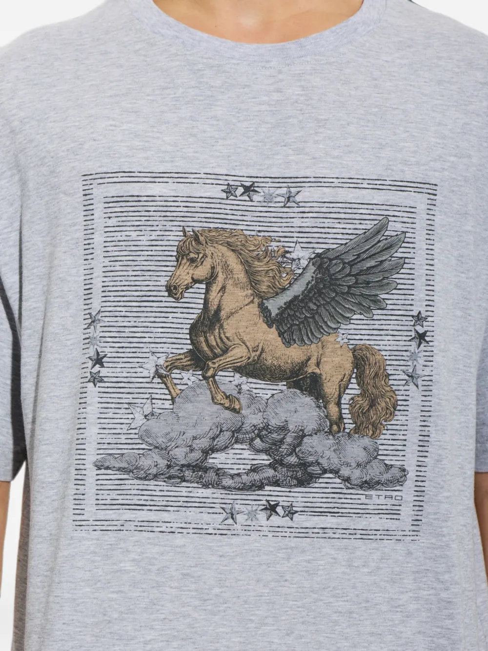 ETRO T-shirt met Pegasusprint Grijs
