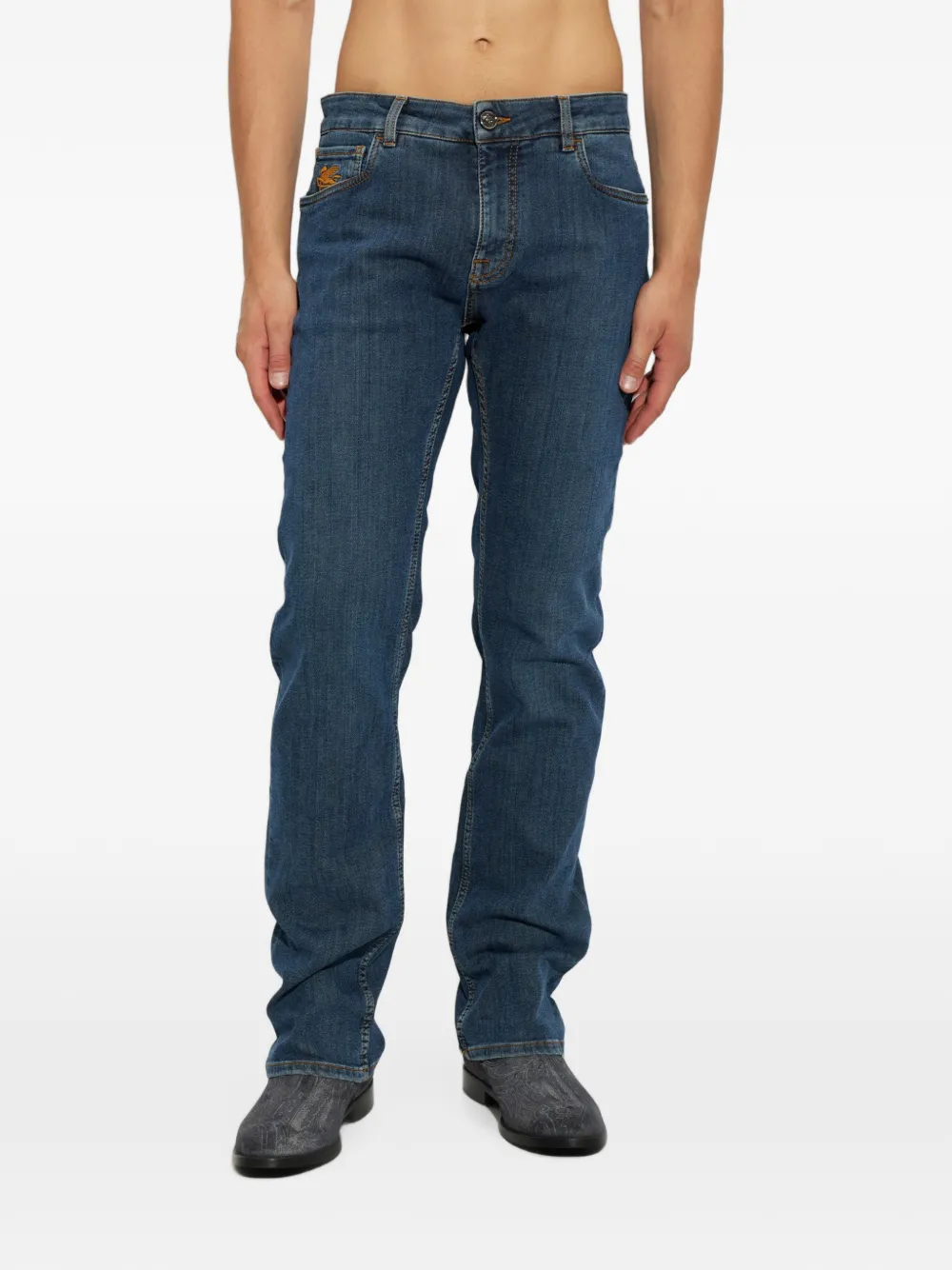 ETRO Jeans met Pegasus-borduurwerk Blauw