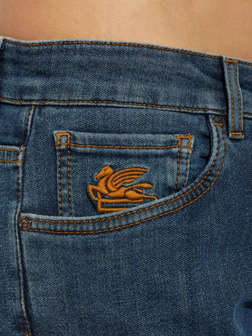 ETRO Jeans met Pegasus-borduurwerk Blauw