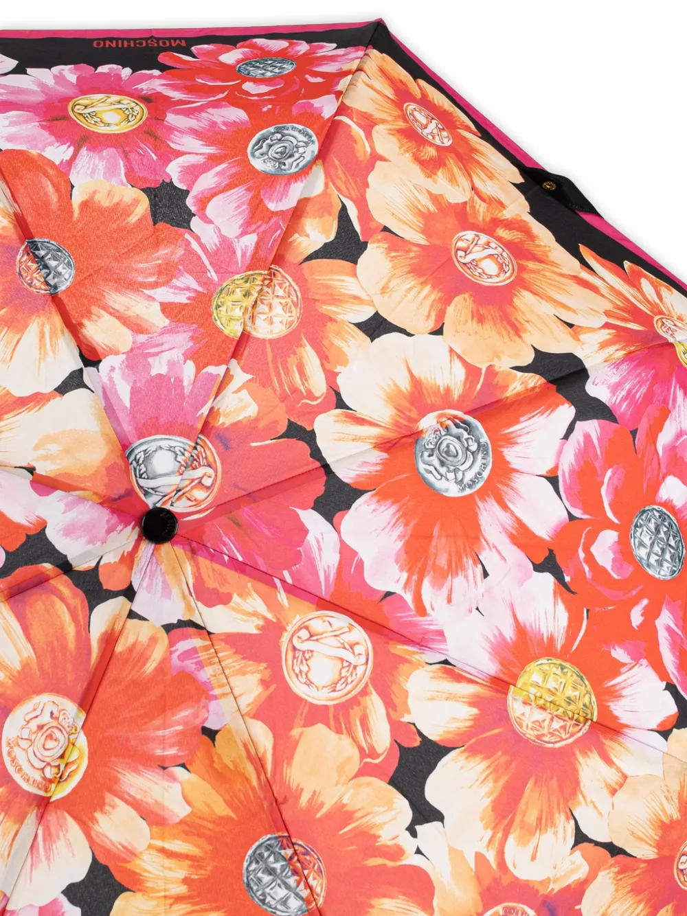 Moschino Opvouwbare paraplu met bloemenpatroon Zwart