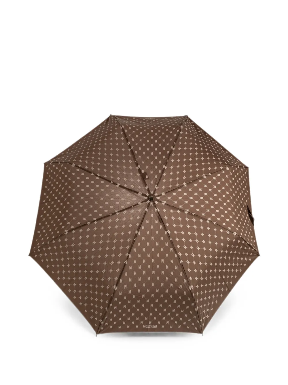 Moschino Monogram-print Folding Umbrella In Brown