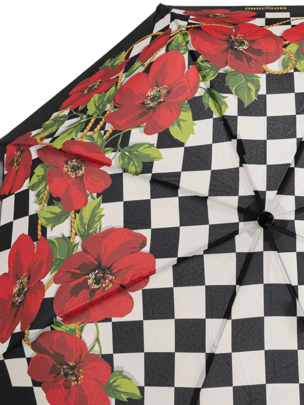 Moschino Geruite paraplu met bloemenpatroon Zwart