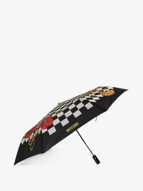 Moschino floral-motif checkered umbrella