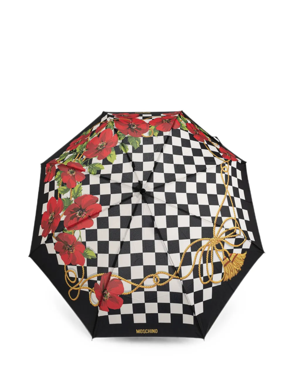 Moschino Geruite paraplu met bloemenpatroon Zwart