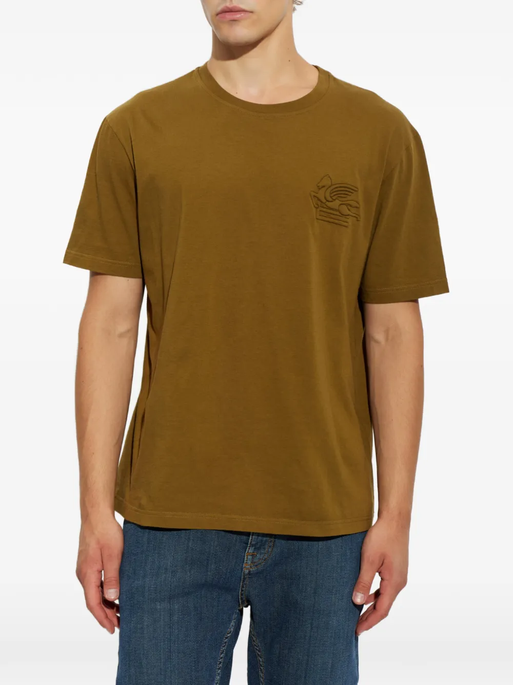 ETRO T-shirt met Pegasus-reliëf Bruin