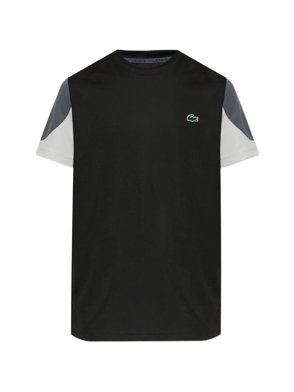 Lacoste Logo-patch Panelled T-shirt In Black