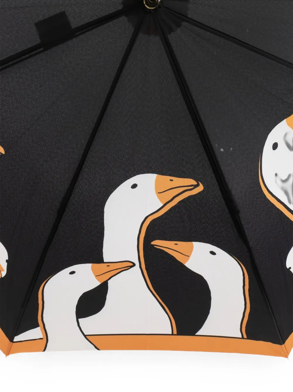 Moschino Paraplu met gewelfd handvat en ganzenprint Zwart