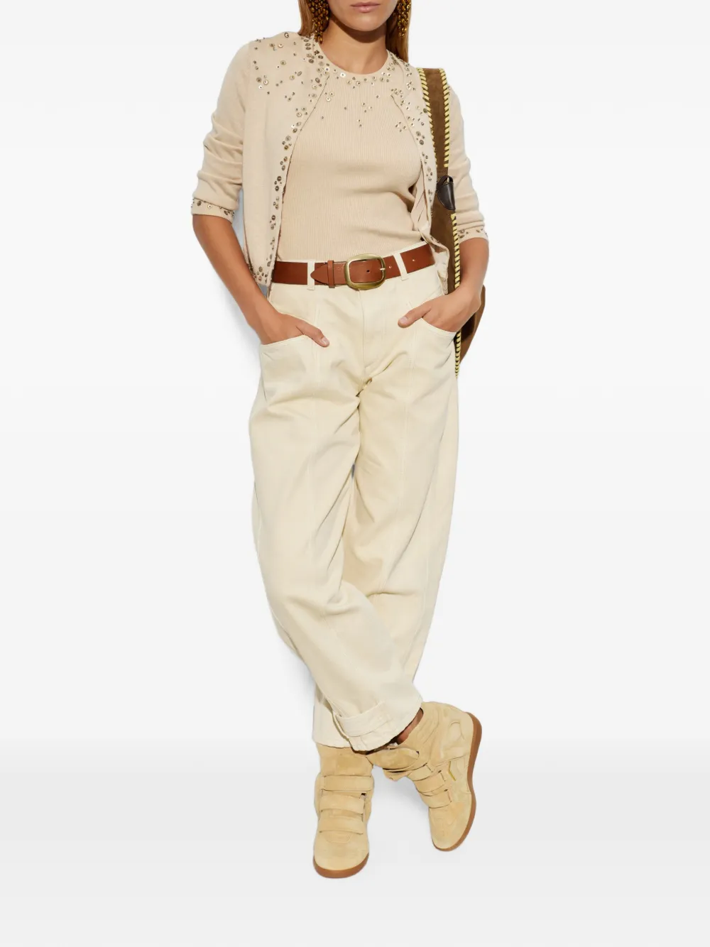 ISABEL MARANT Amaria sequin-embellished cardigan Beige