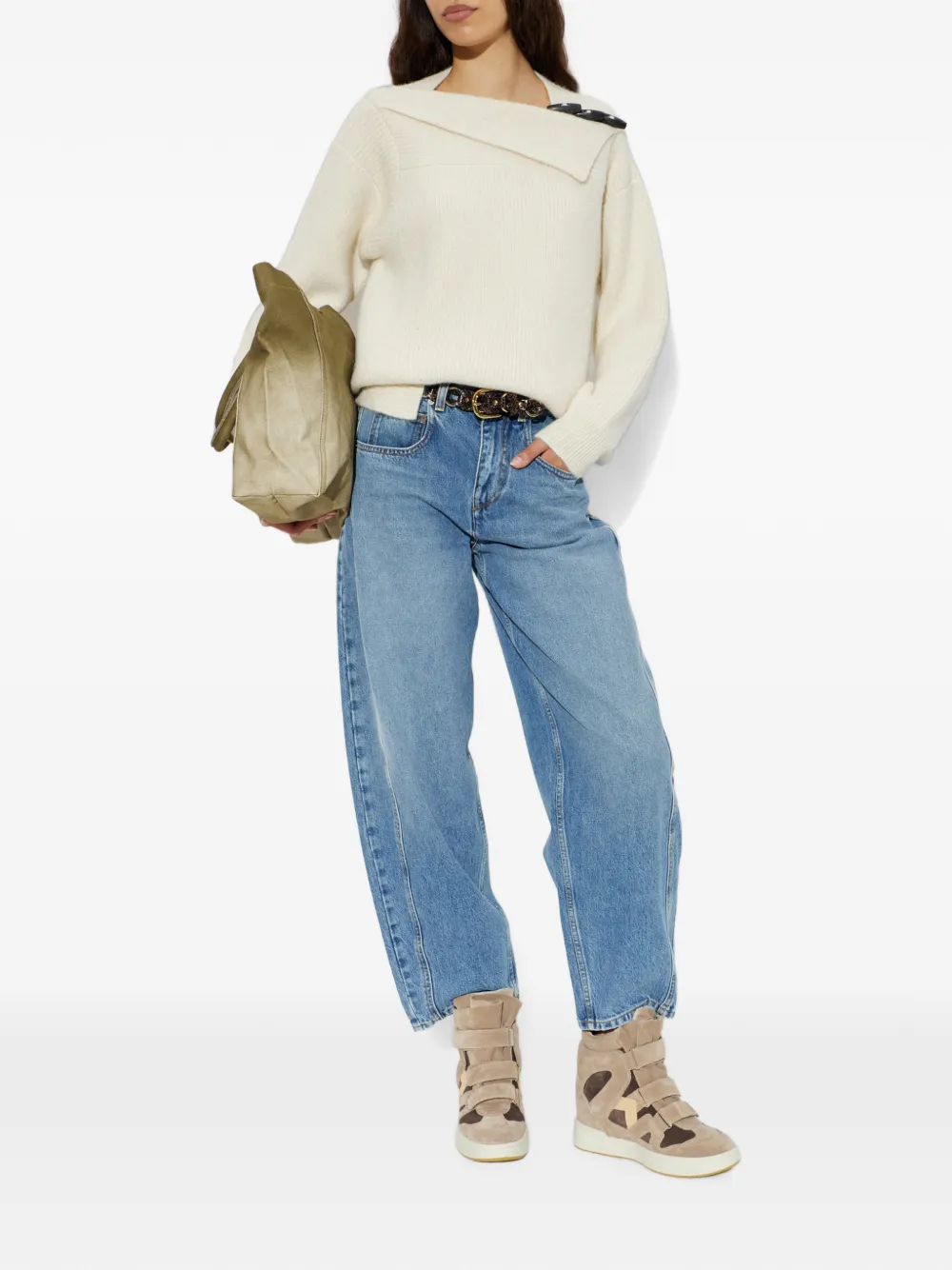 ISABEL MARANT Thais trui met houtje-touwtje sluiting Beige